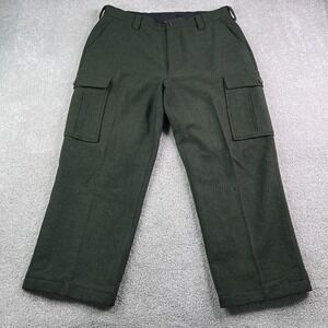 LL Bean Pants Mens 38x29 Green Heavy Wool Cargo Windstopper Gore Hunting Field
